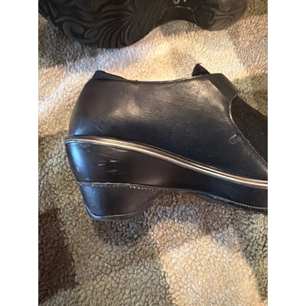 JBU‎ by Jambu Sedona Black Wedge Pumps Mixed Media Slip On Shoes Womens 7M